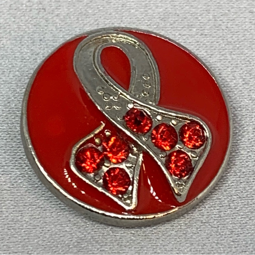RED RIBBON - Snap Button Charm - 18mm/20mm